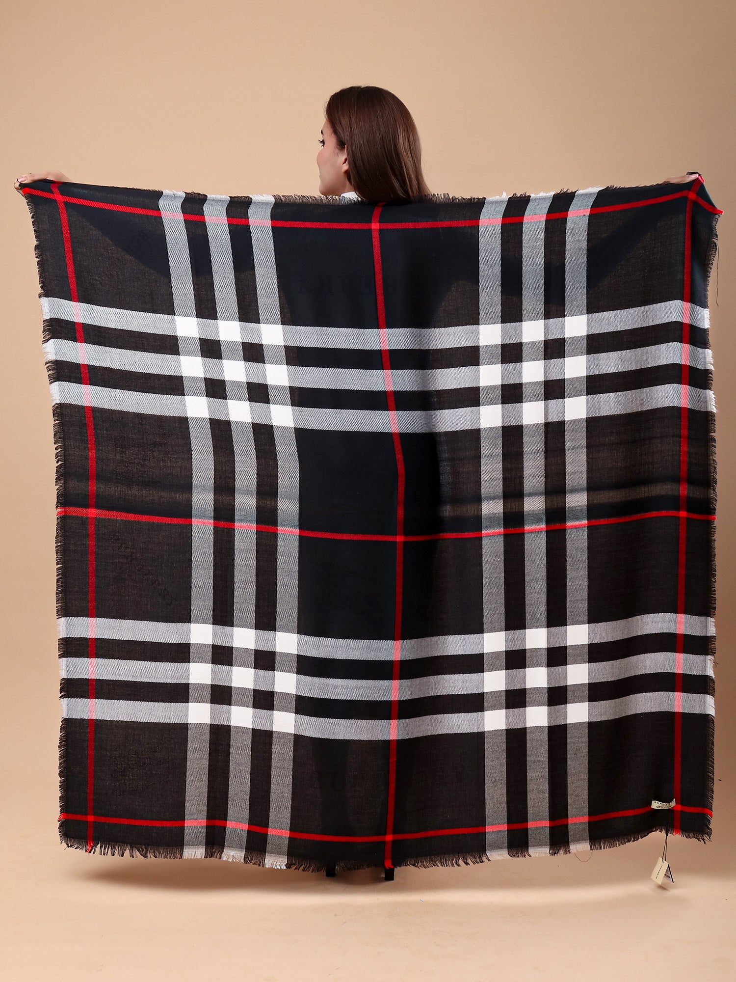 Noir Check Luxe Shawl