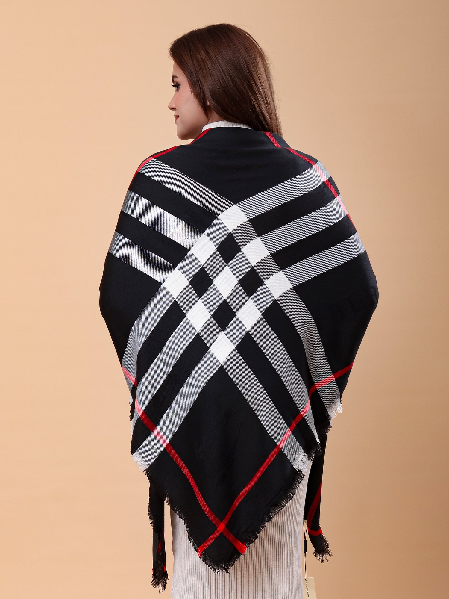 Noir Check Luxe Shawl