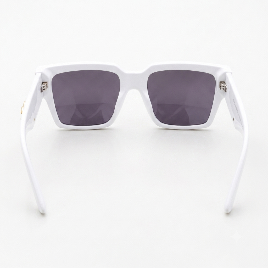 Elegance Bold Square Frame Sunglasses with Gold Emblem
