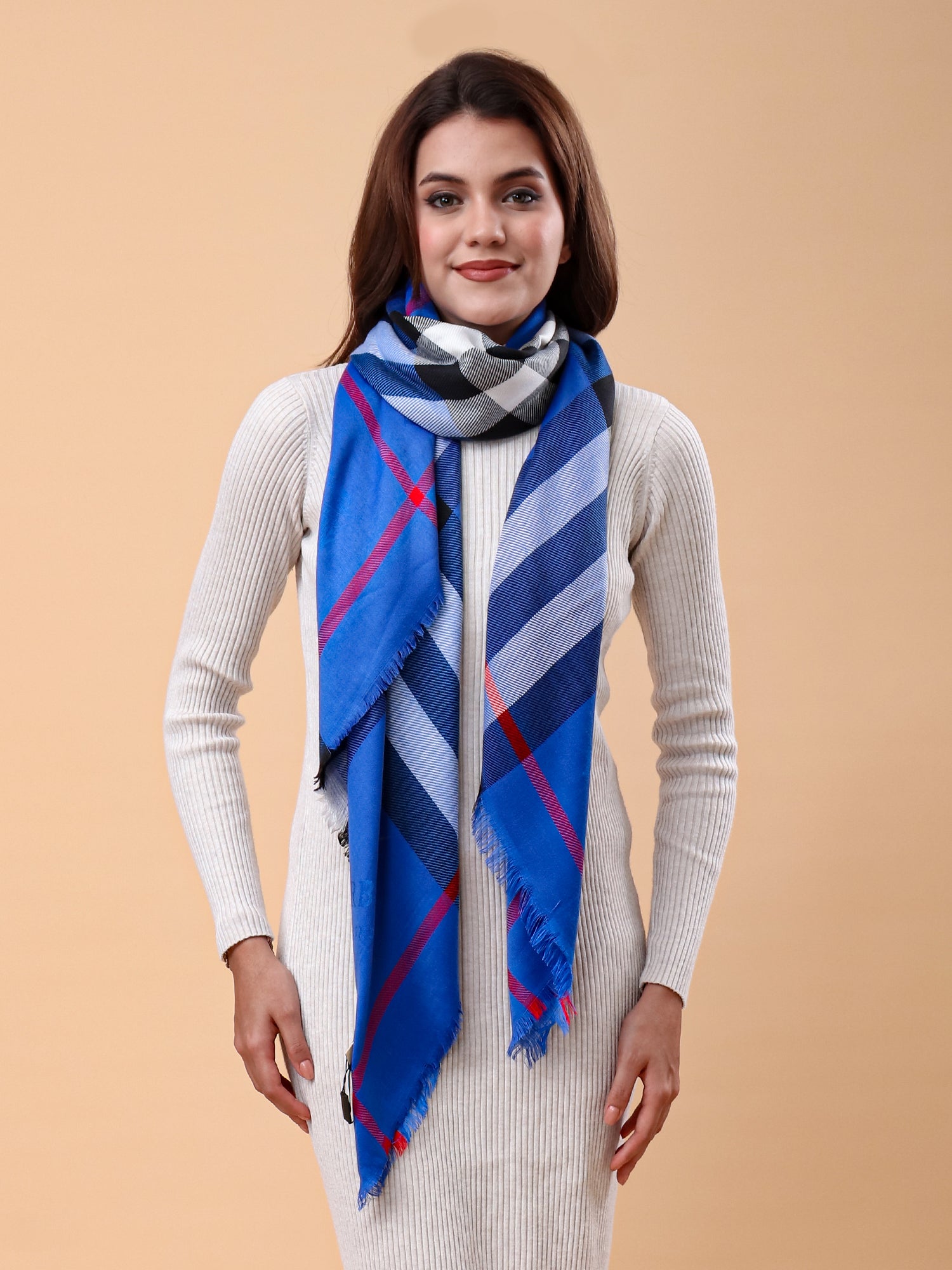 Sapphire Check Shawl