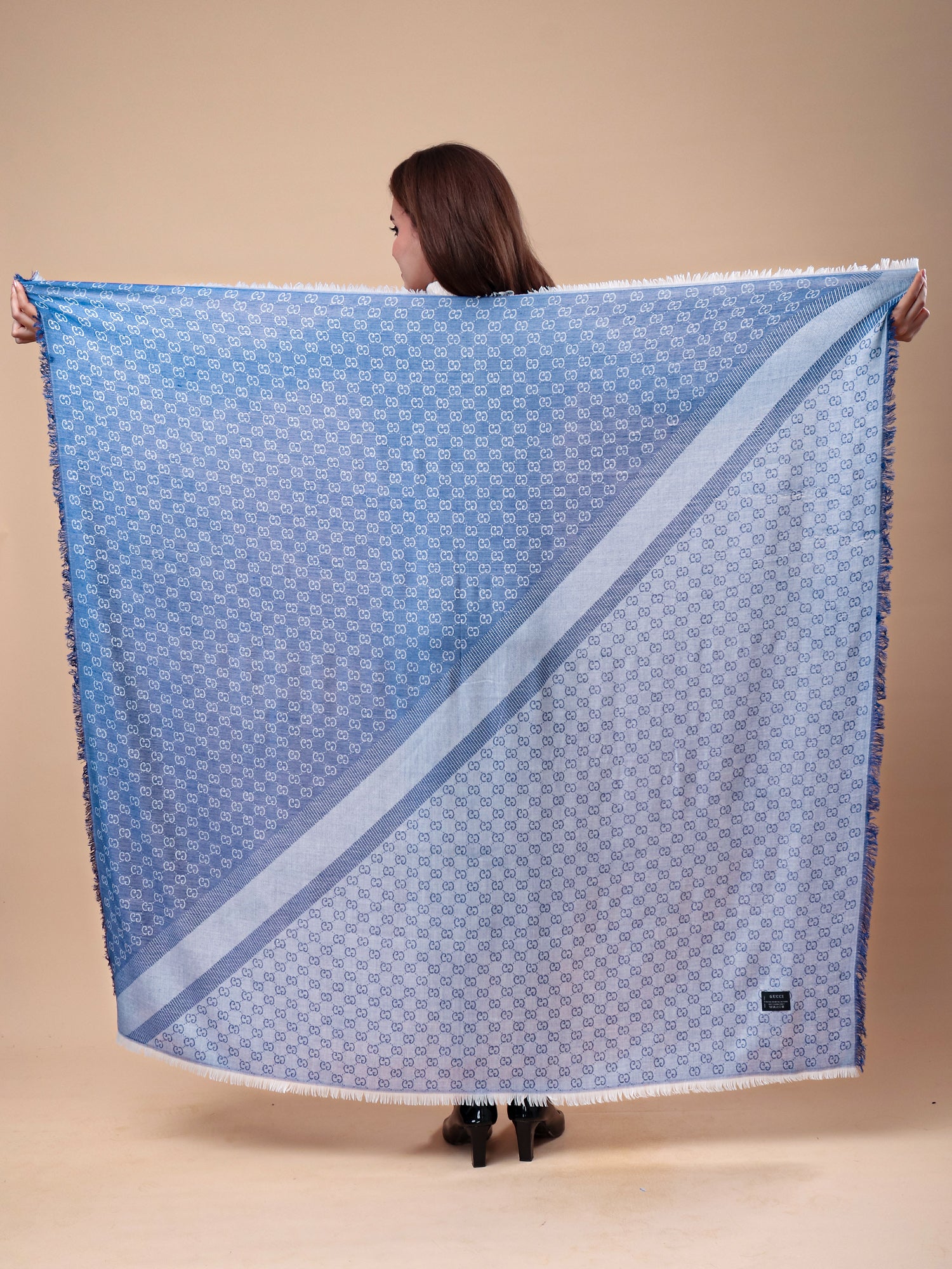 Ice Blue Monogram Shawl