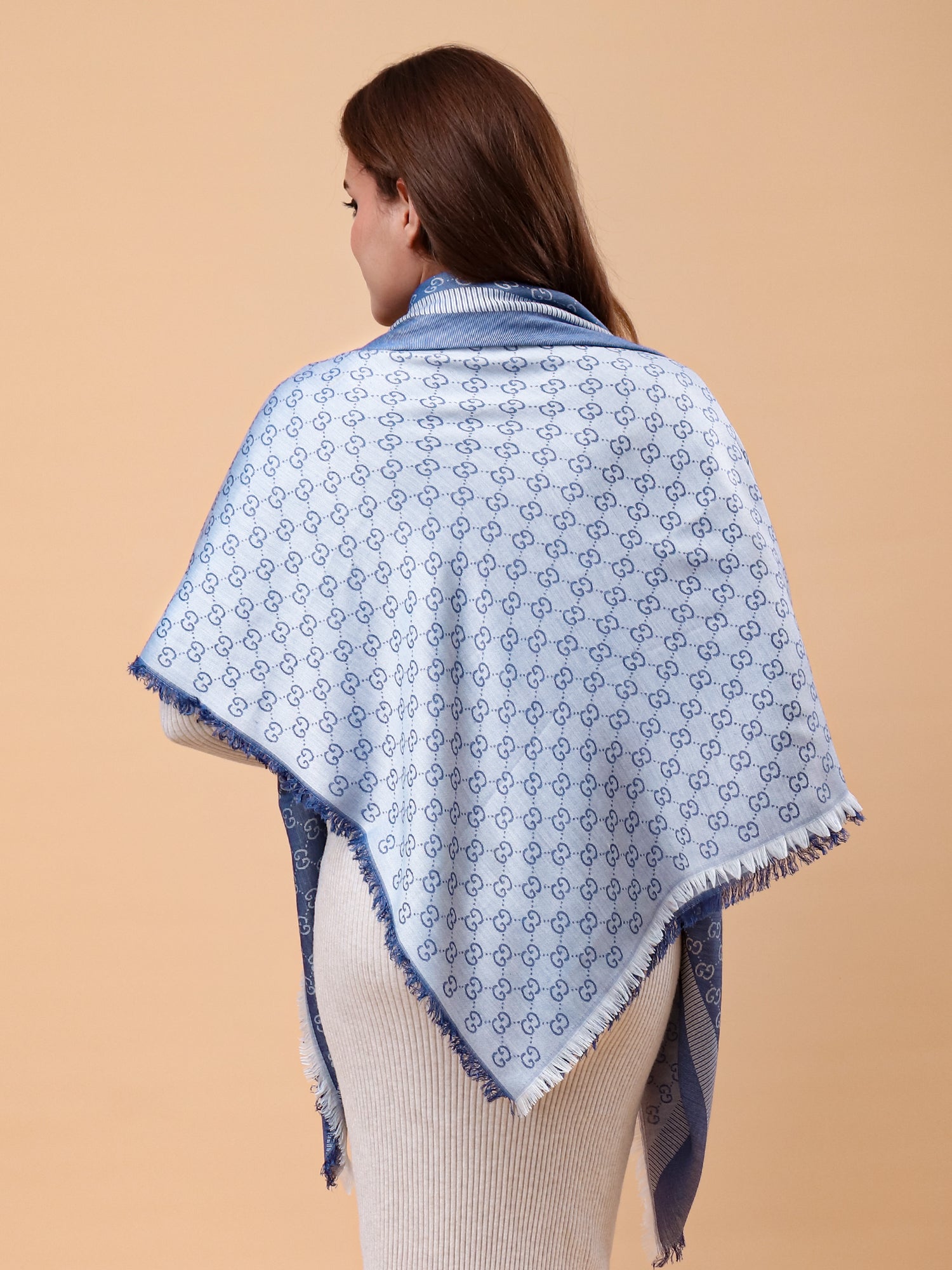 Ice Blue Monogram Shawl