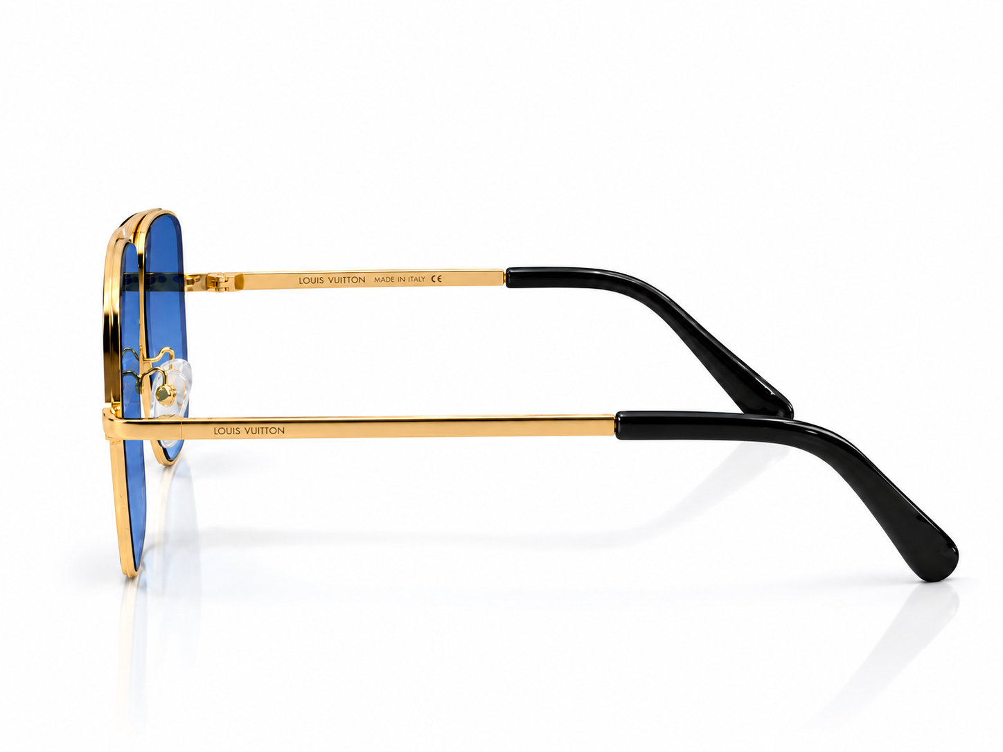 2076 Monogram Blue Lens Gold Aviator Sunglasses