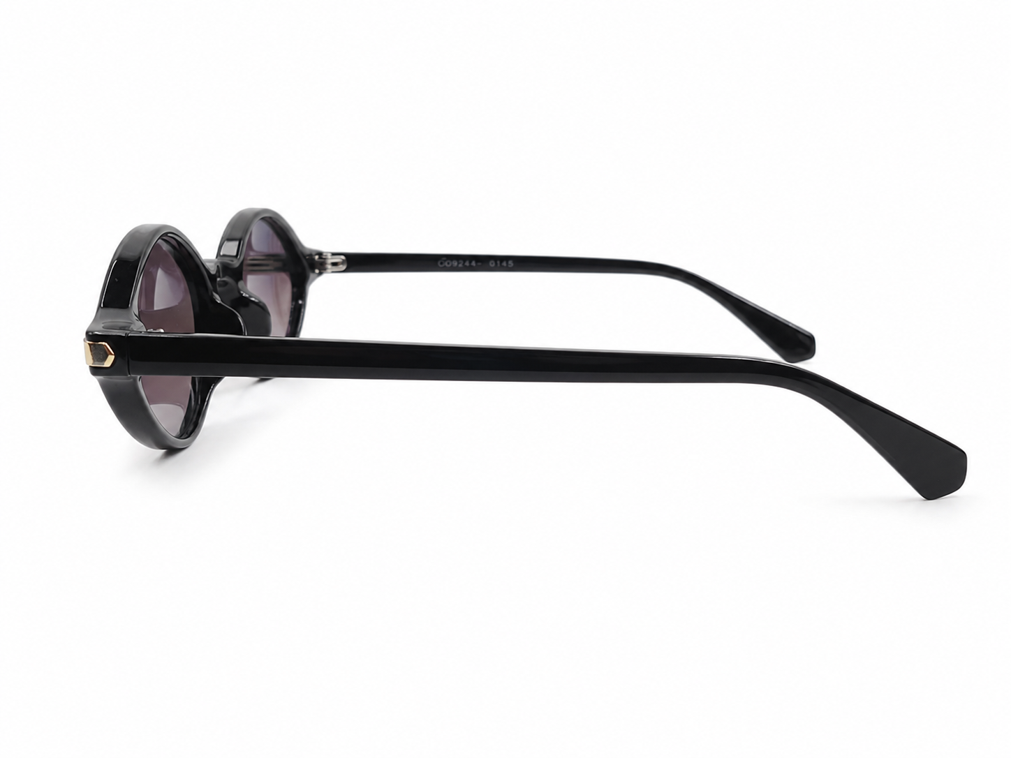 3589 Noir Luxe Gold-Accent Round Sunglasses