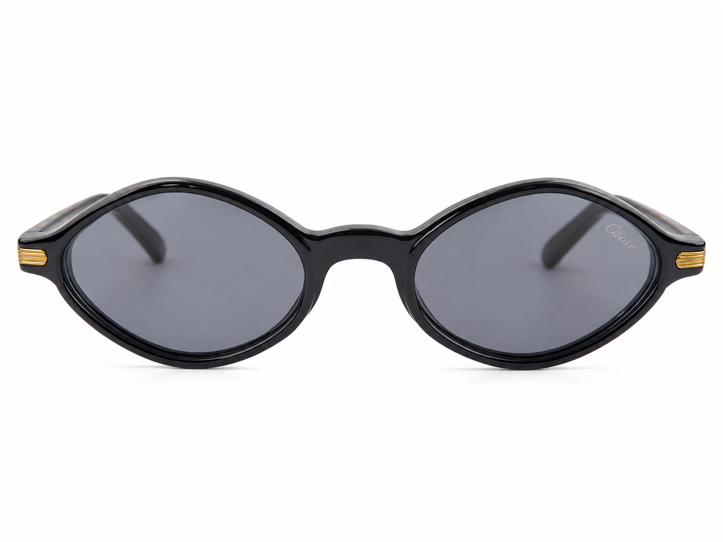 3589 Noir Luxe Gold-Accent Round Sunglasses