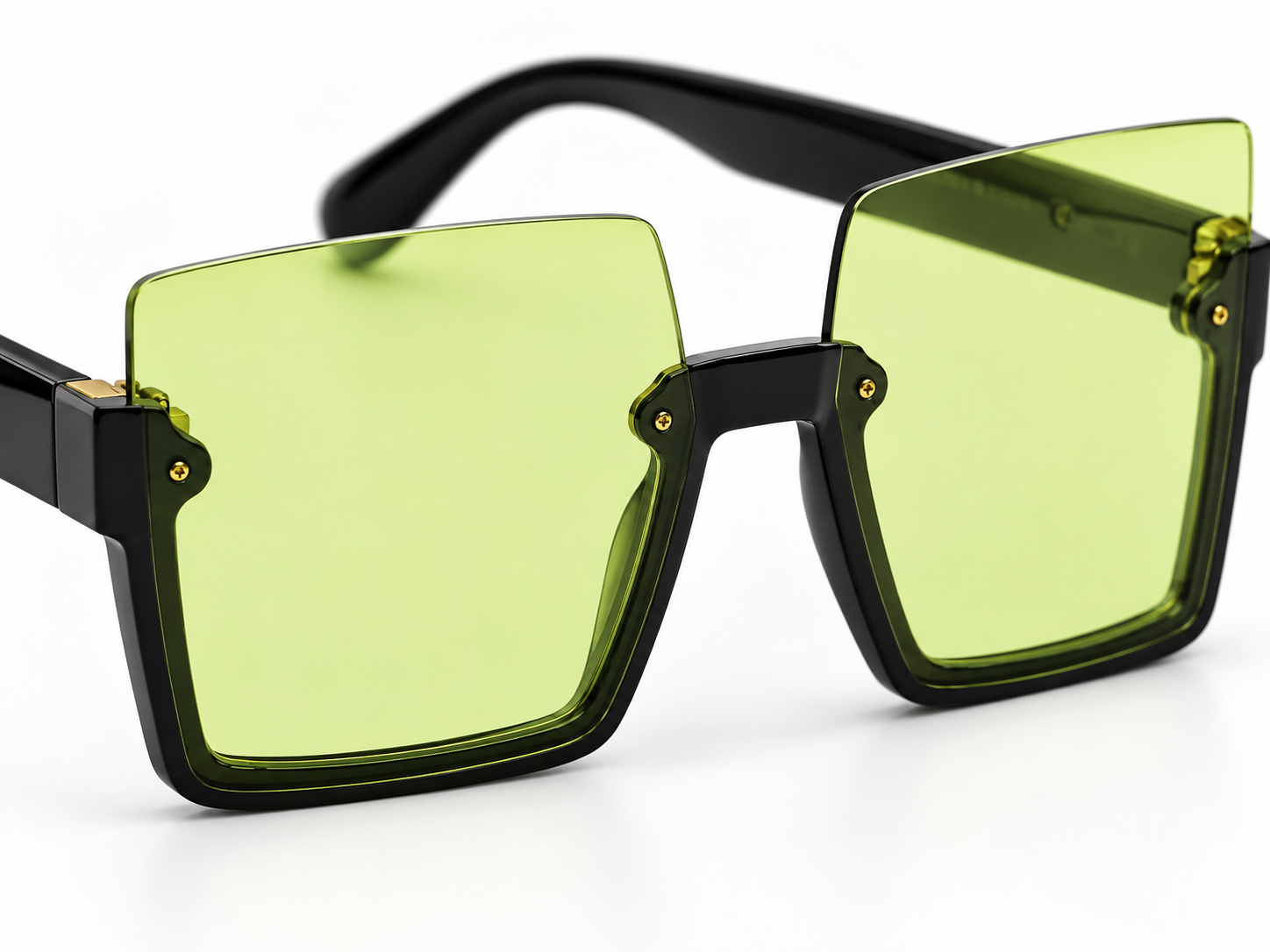8872 Chartreuse Glow – Square Oversized Sunglasses