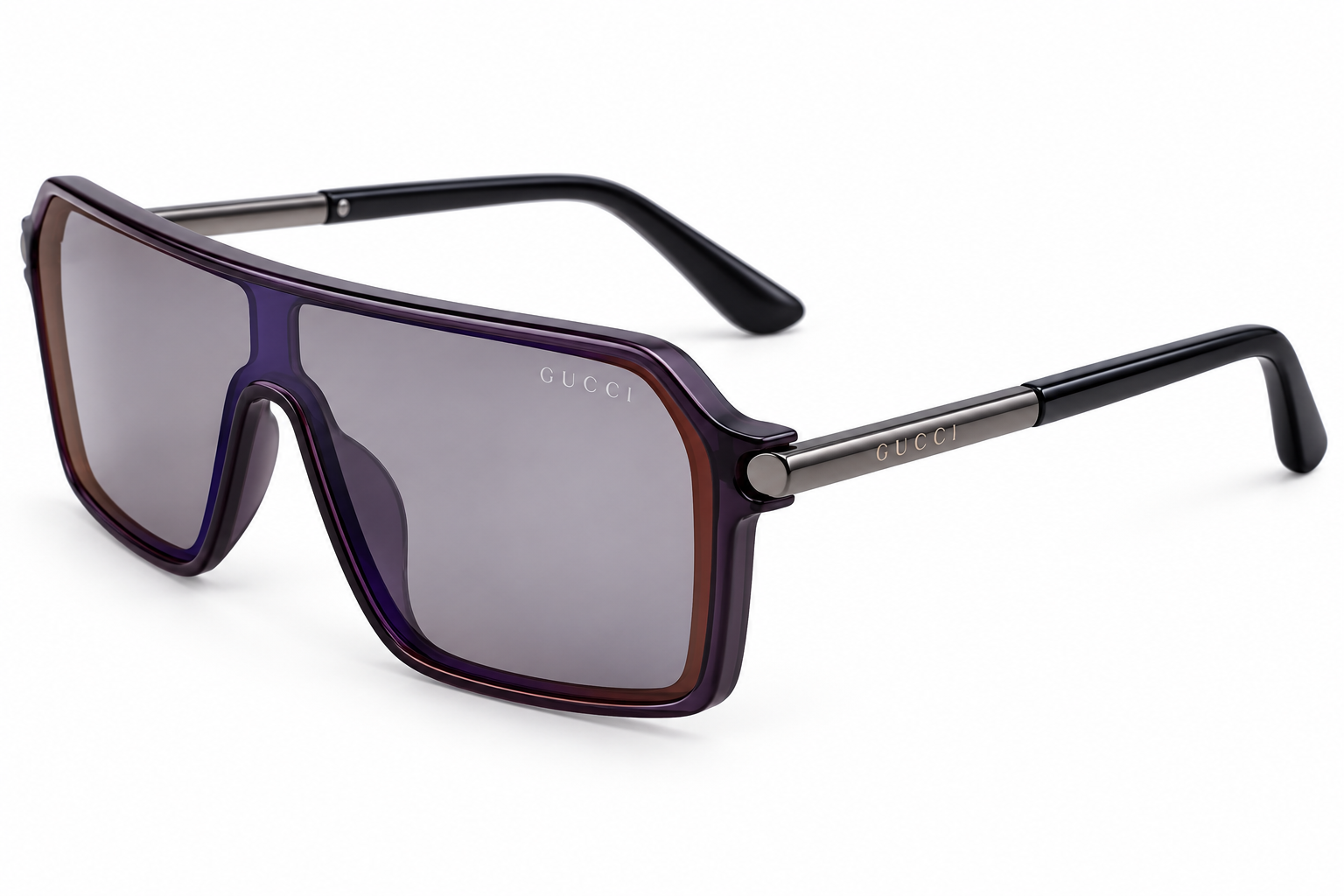 99278 Shield Navigator Sunglasses – Translucent Plum / Grey Tint