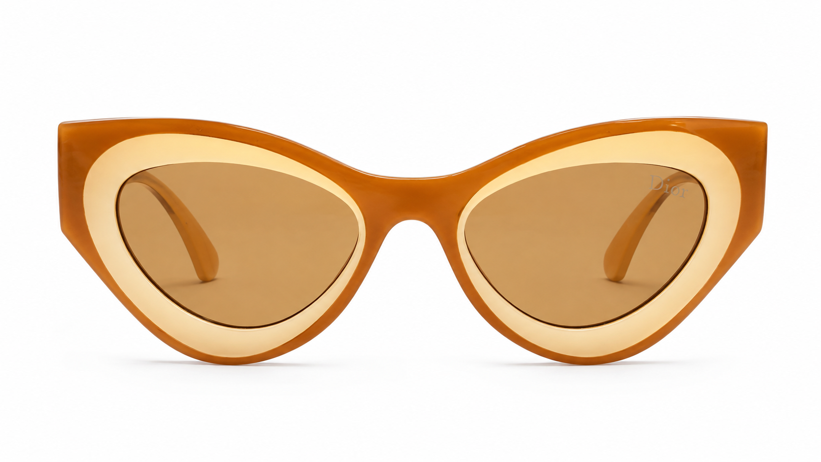 Two-Tone Cat-Eye Sunglasses in Amber Brown