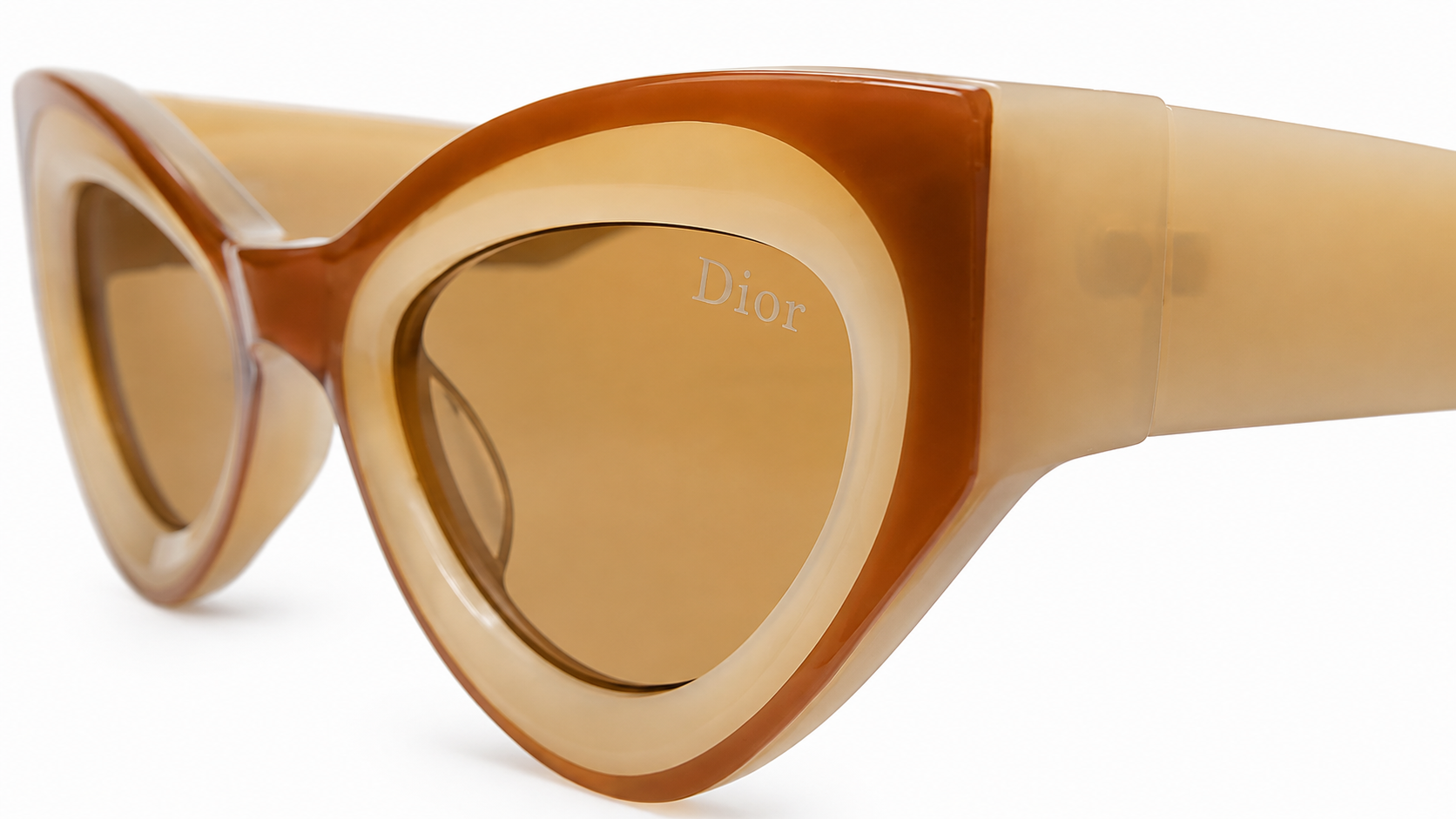 Two-Tone Cat-Eye Sunglasses in Amber Brown