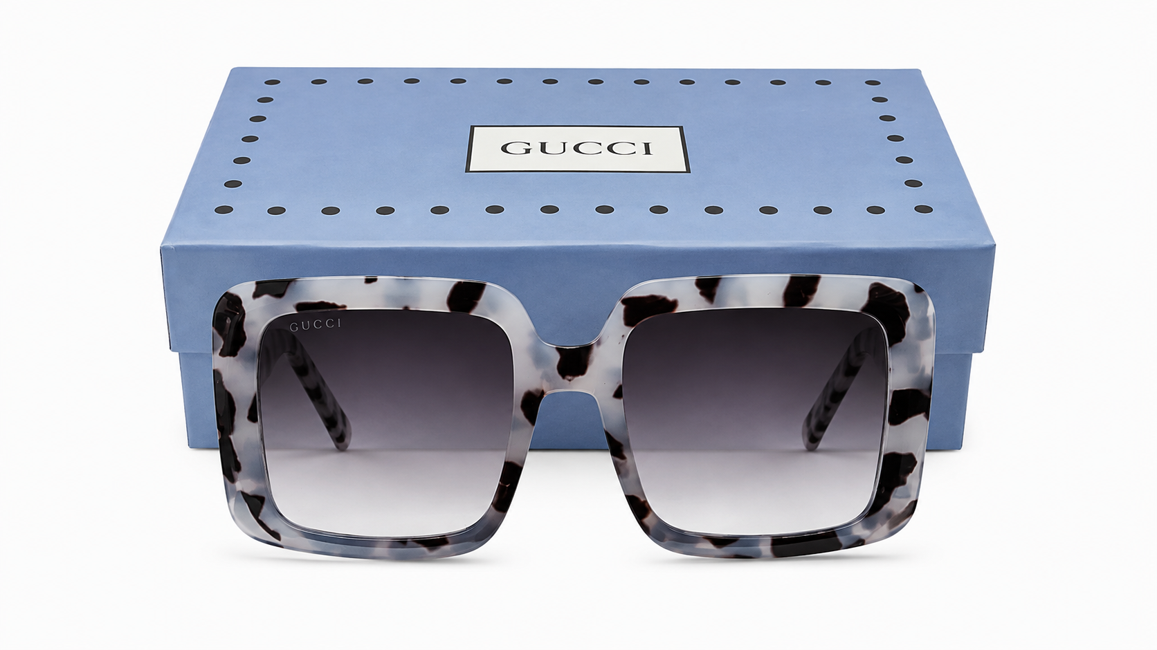 6073 - Oversized Square Sunglasses in White & Black