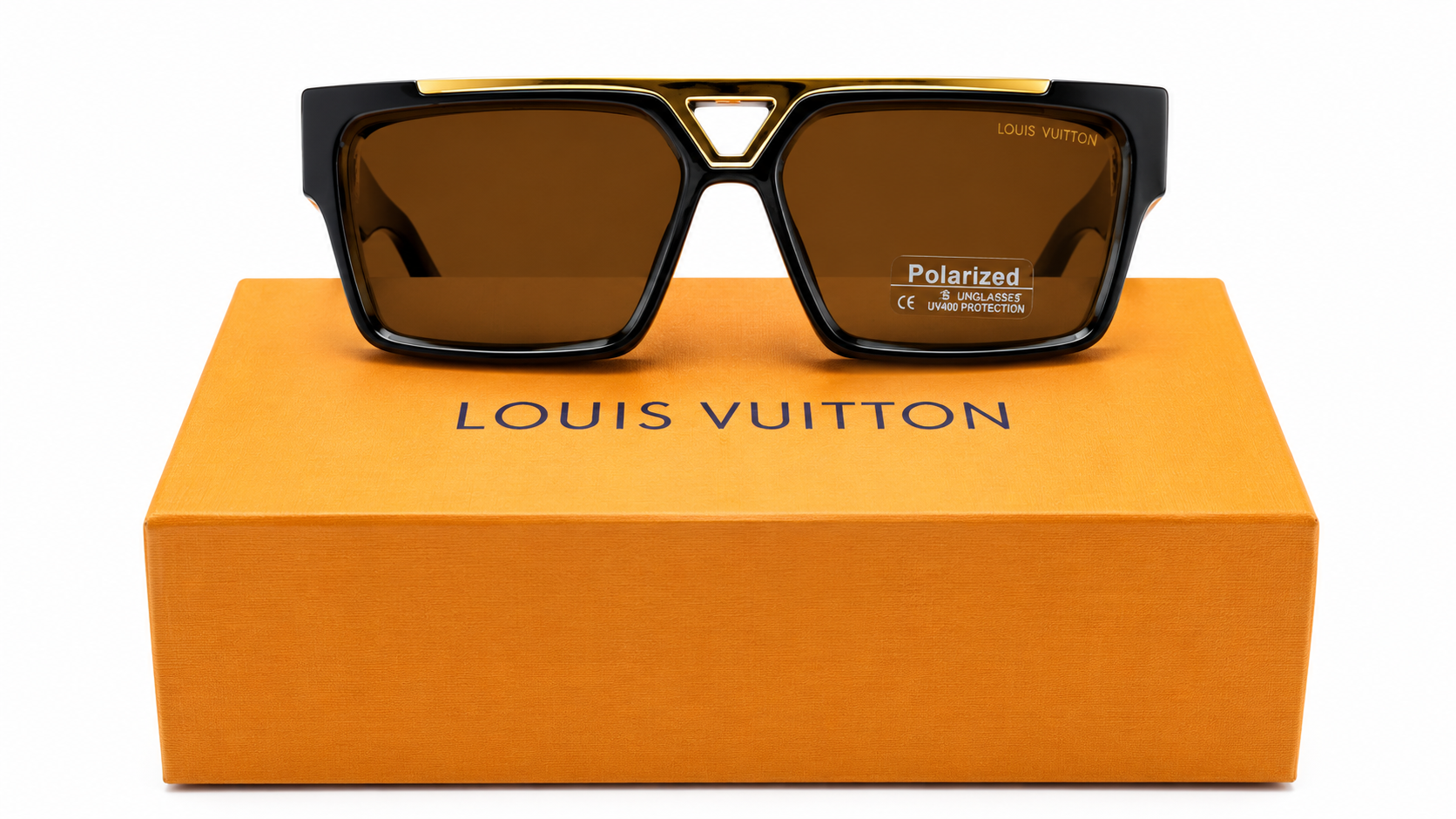  98360 Black & Amber Polarized Square Sunglasses