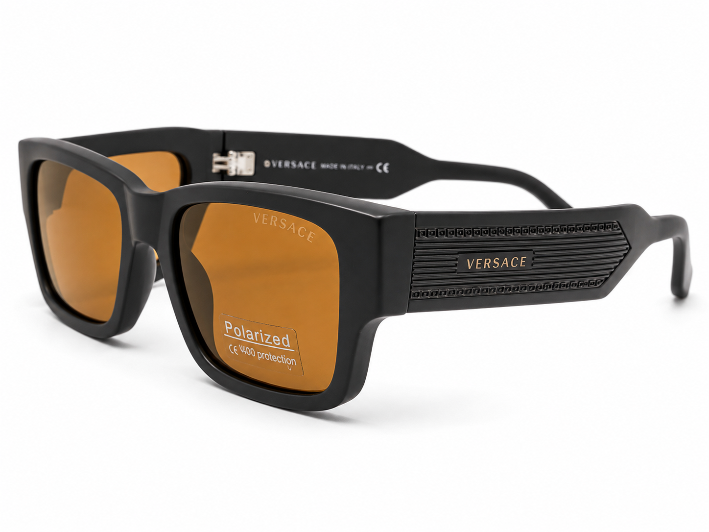 8485 - Black Polarized Sunglasses (Matte Black Frame / Amber Lenses)