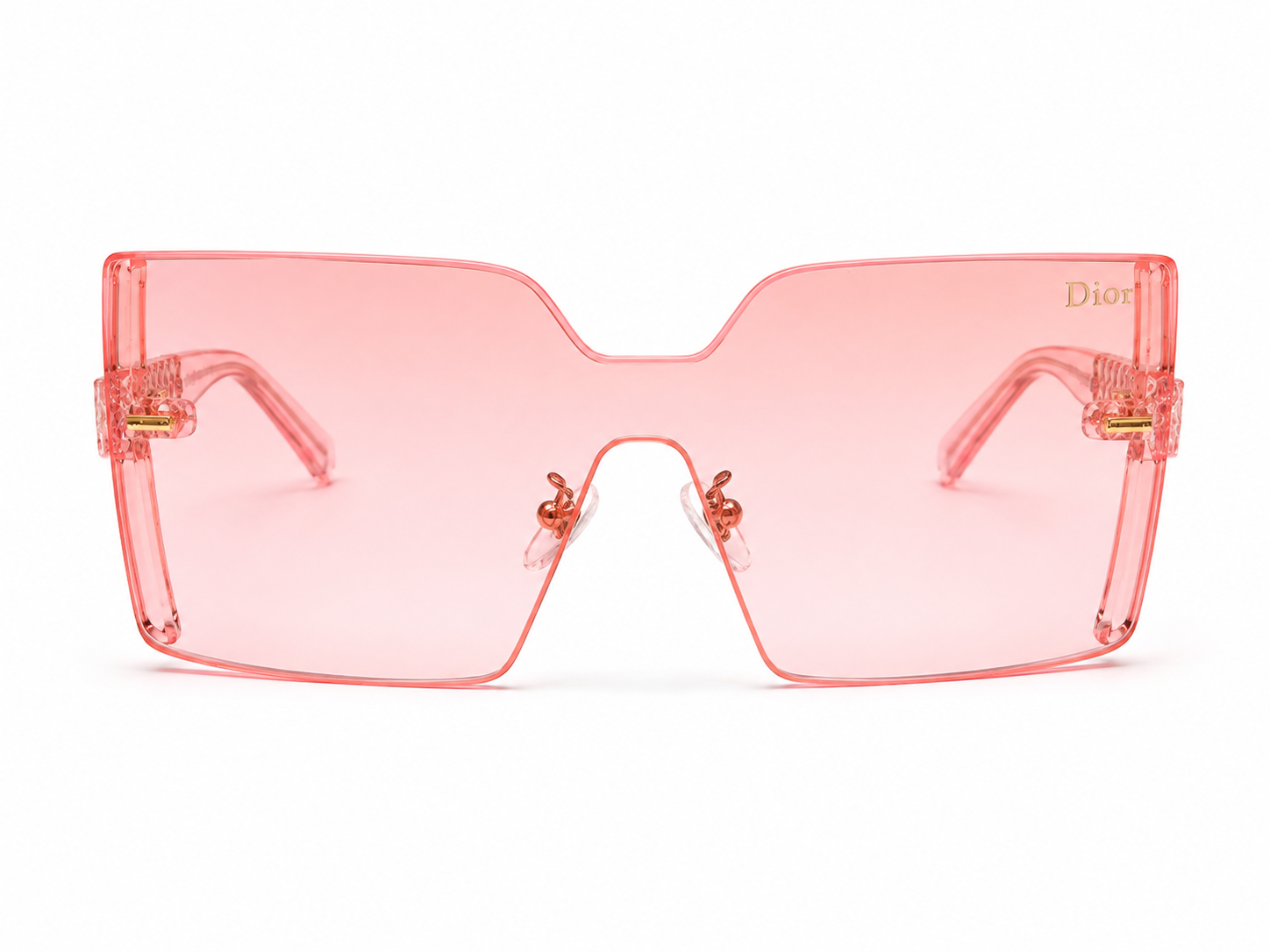 61005 Oversized Shield Sunglasses (Rose Pink Tint & Gold)