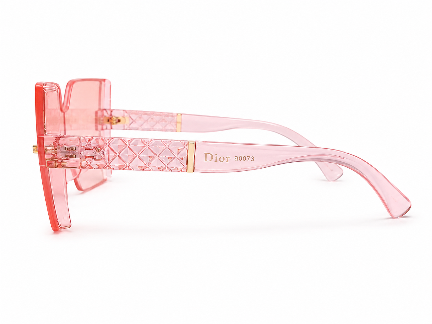 61005 Oversized Shield Sunglasses (Rose Pink Tint & Gold)
