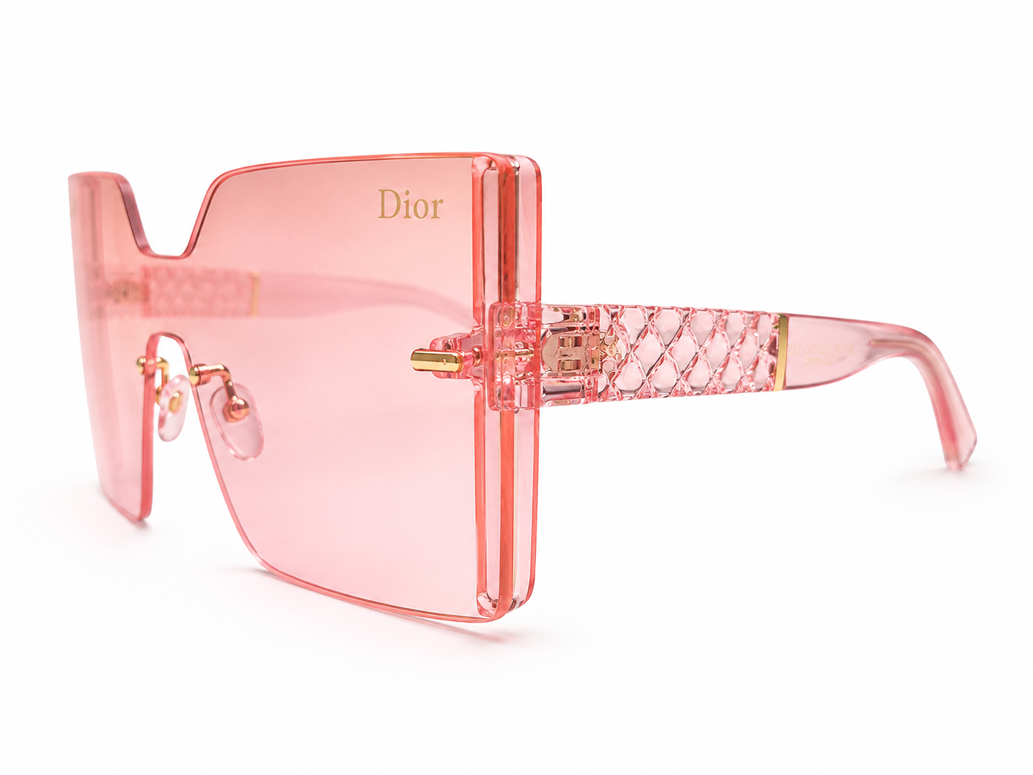 61005 Oversized Shield Sunglasses (Rose Pink Tint & Gold)