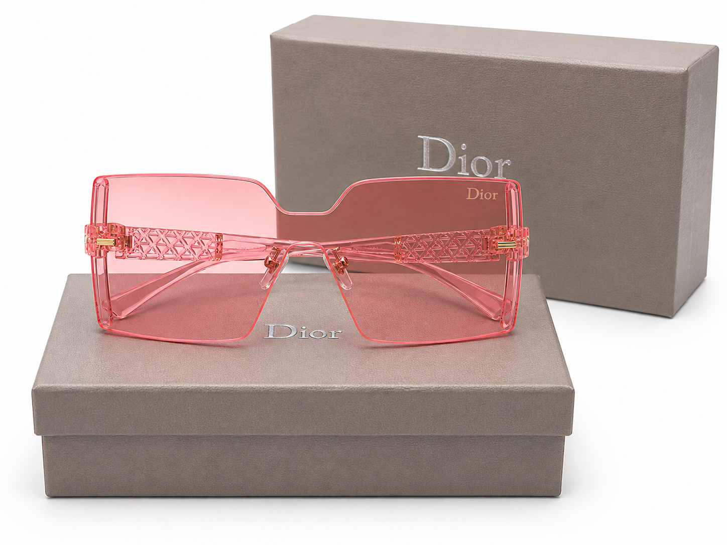61005 Oversized Shield Sunglasses (Rose Pink Tint & Gold)