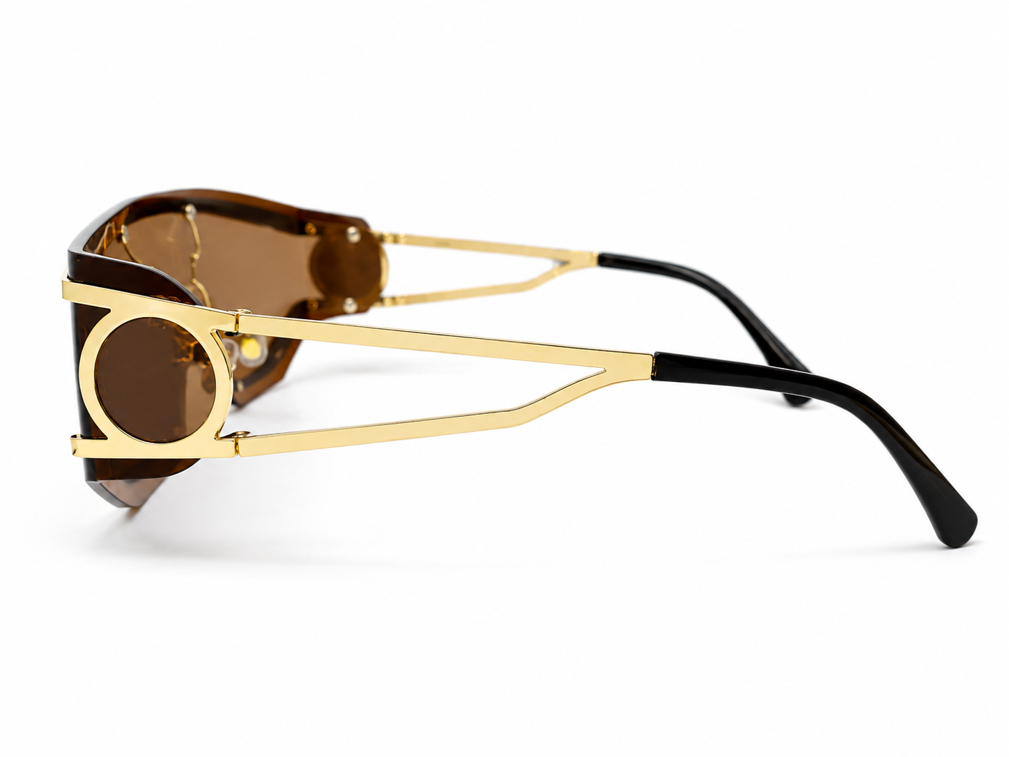98427 Shield Sunglasses in Gold / Tortoise Shell & Brown