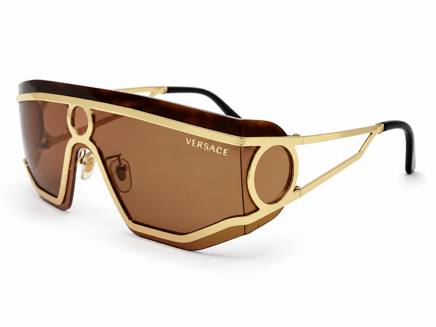 98427 Shield Sunglasses in Gold / Tortoise Shell & Brown