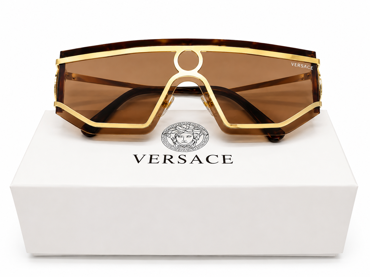 98427 Shield Sunglasses in Gold / Tortoise Shell & Brown