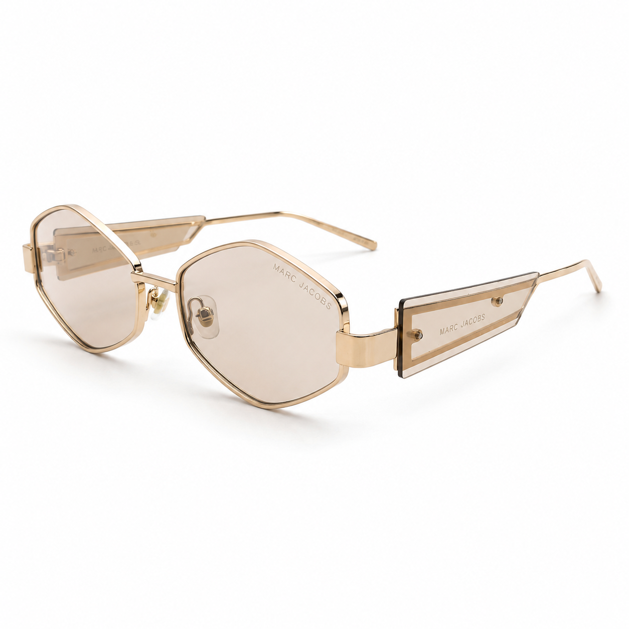 98221 Prism Gold Geometric Sunglass – Elegant Honey-Tinted Hexagon Eyewear