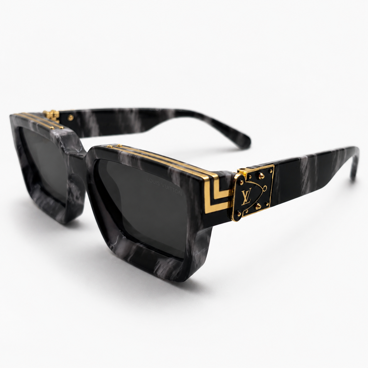 96006 Eclipse Marble Luxe – Premium Square Acetate Sunglasses with Gold-Tone Hardware Accent