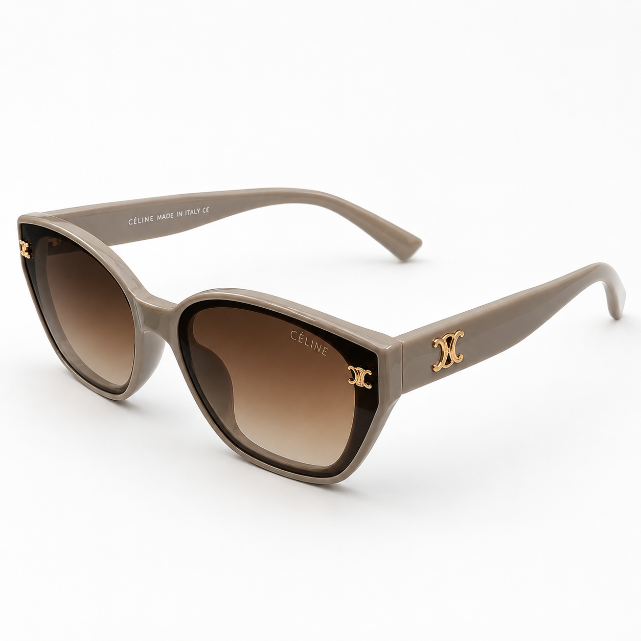 55303 Cat-Eye Sunglass for Women – Trendy Taupe Frame with Gradient Brown Lenses