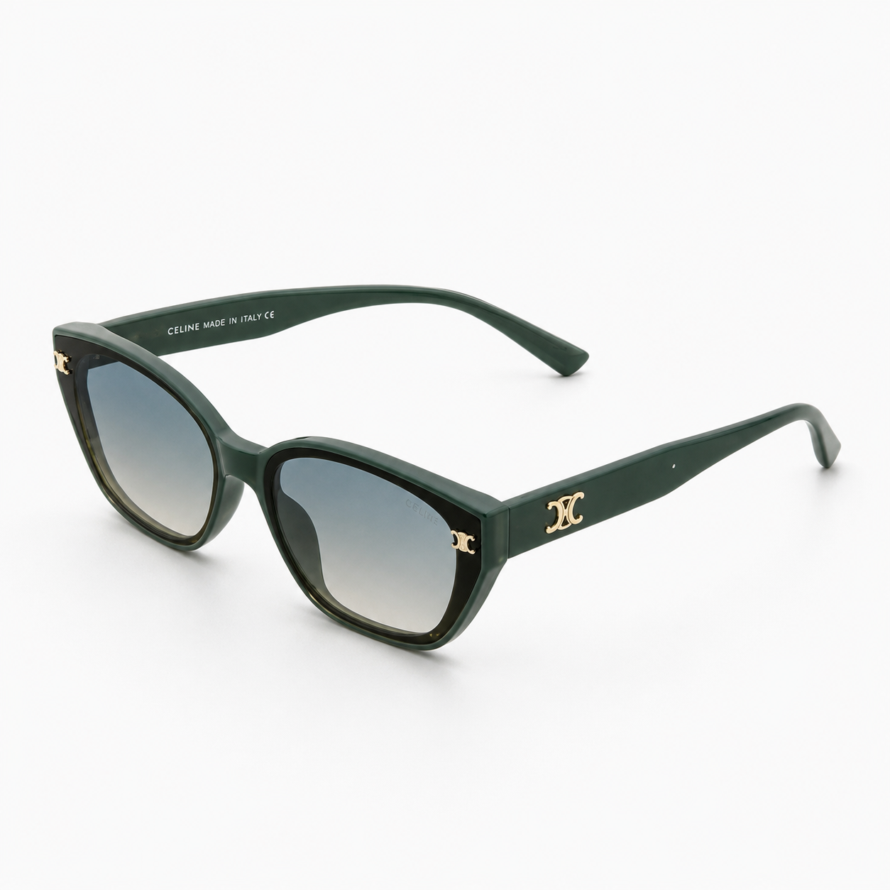 55303 Green Cat-Eye Sunglass for Women – Premium Gradient Lenses with Gold Accents