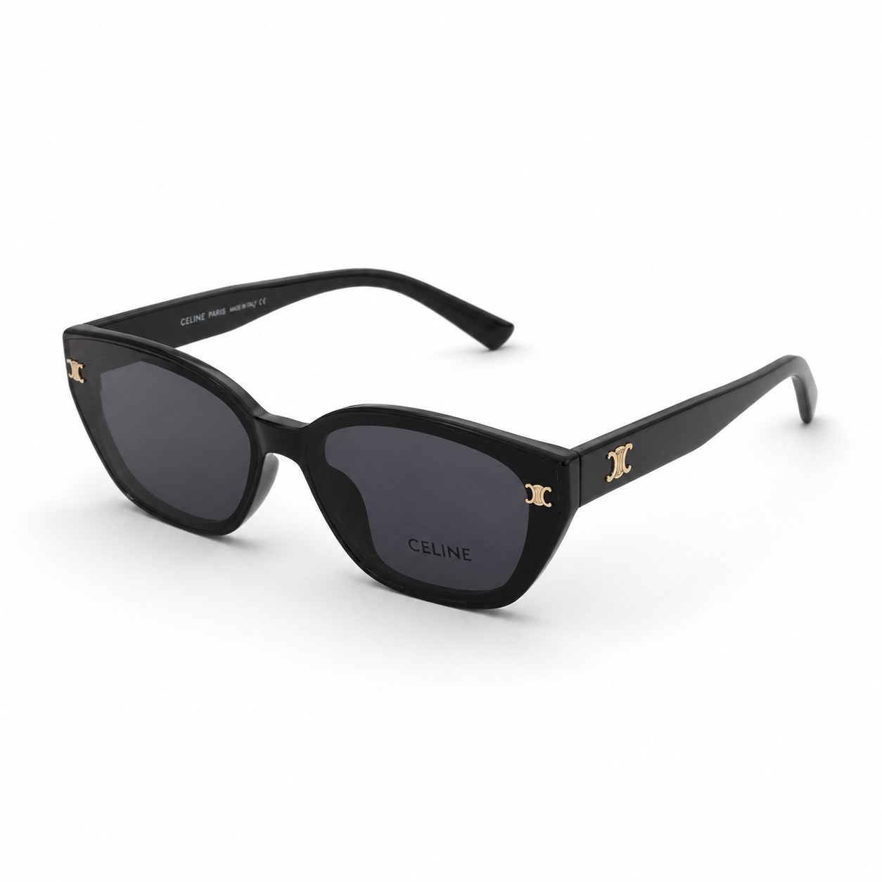 55303 Black Cat-Eye Sunglasses with Gold Accents