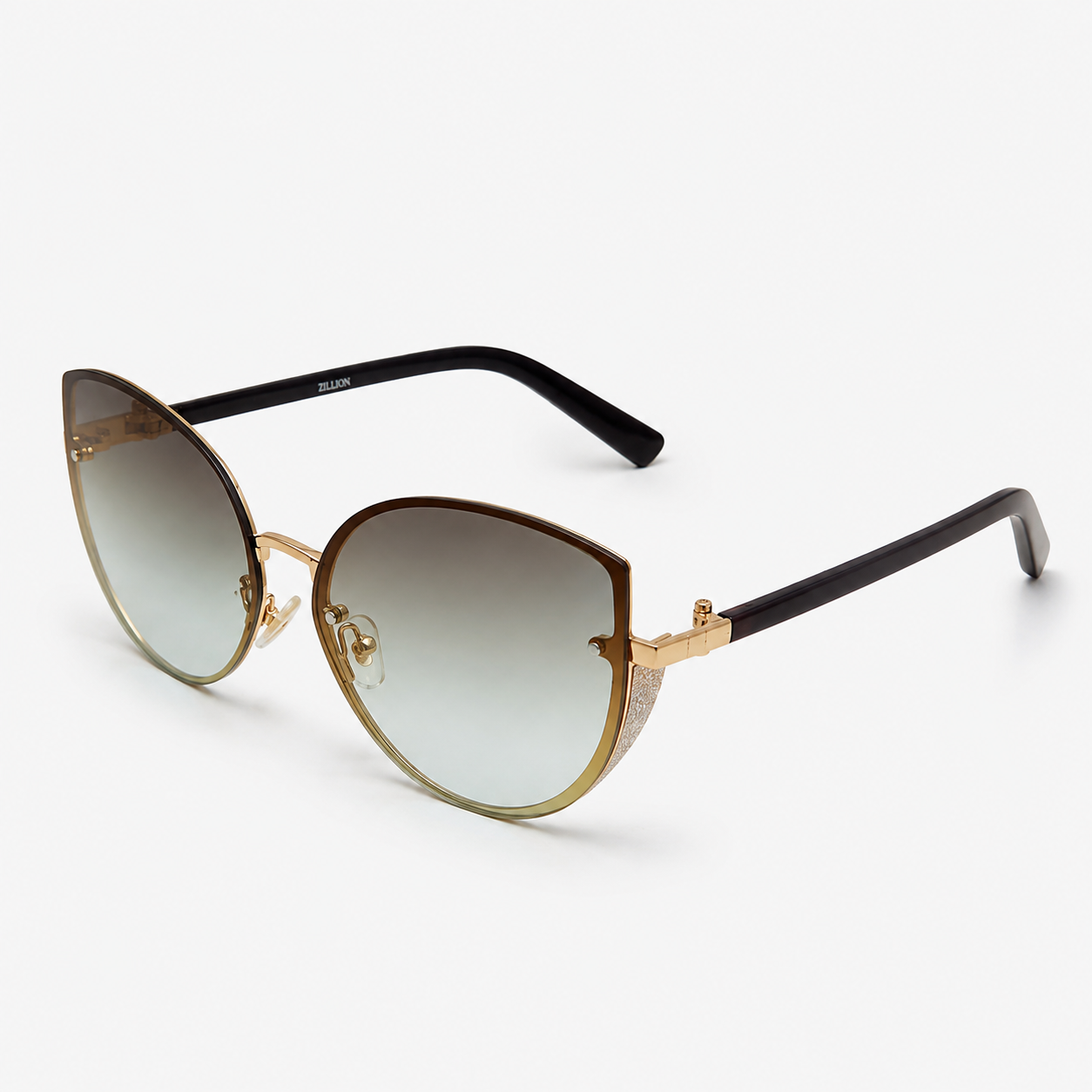 VelvetDusk Gradient Rimless Sunglasses with Glitter Textured Accents