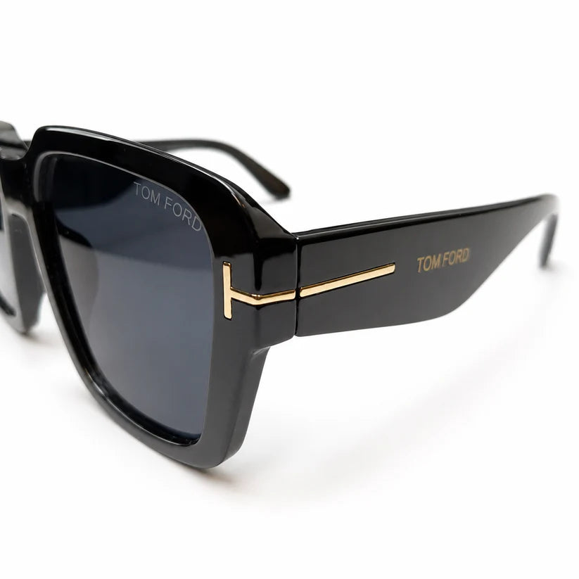 Luxury Oversized Glossy Black Square Sunglass