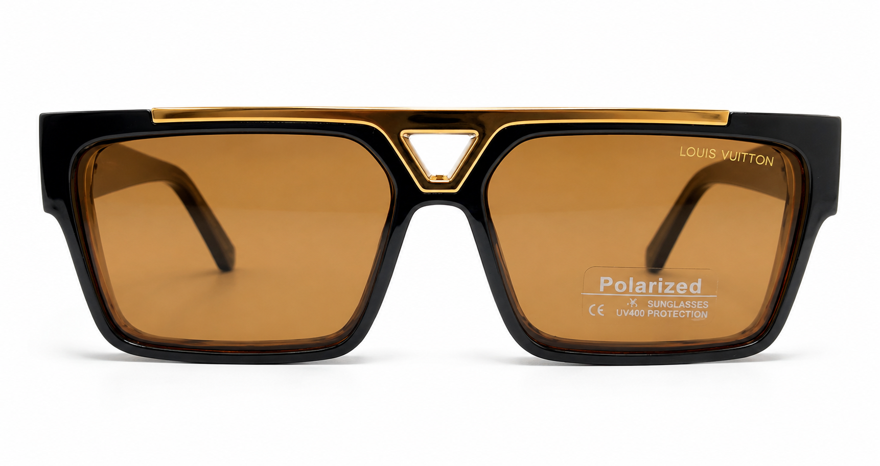  98360 Black & Amber Polarized Square Sunglasses