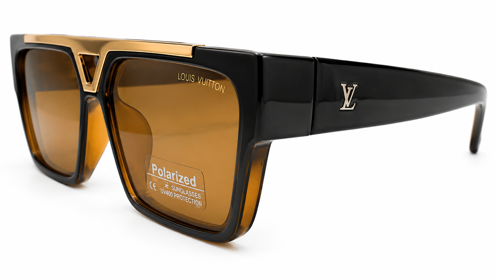 98360 Black & Amber Polarized Square Sunglasses