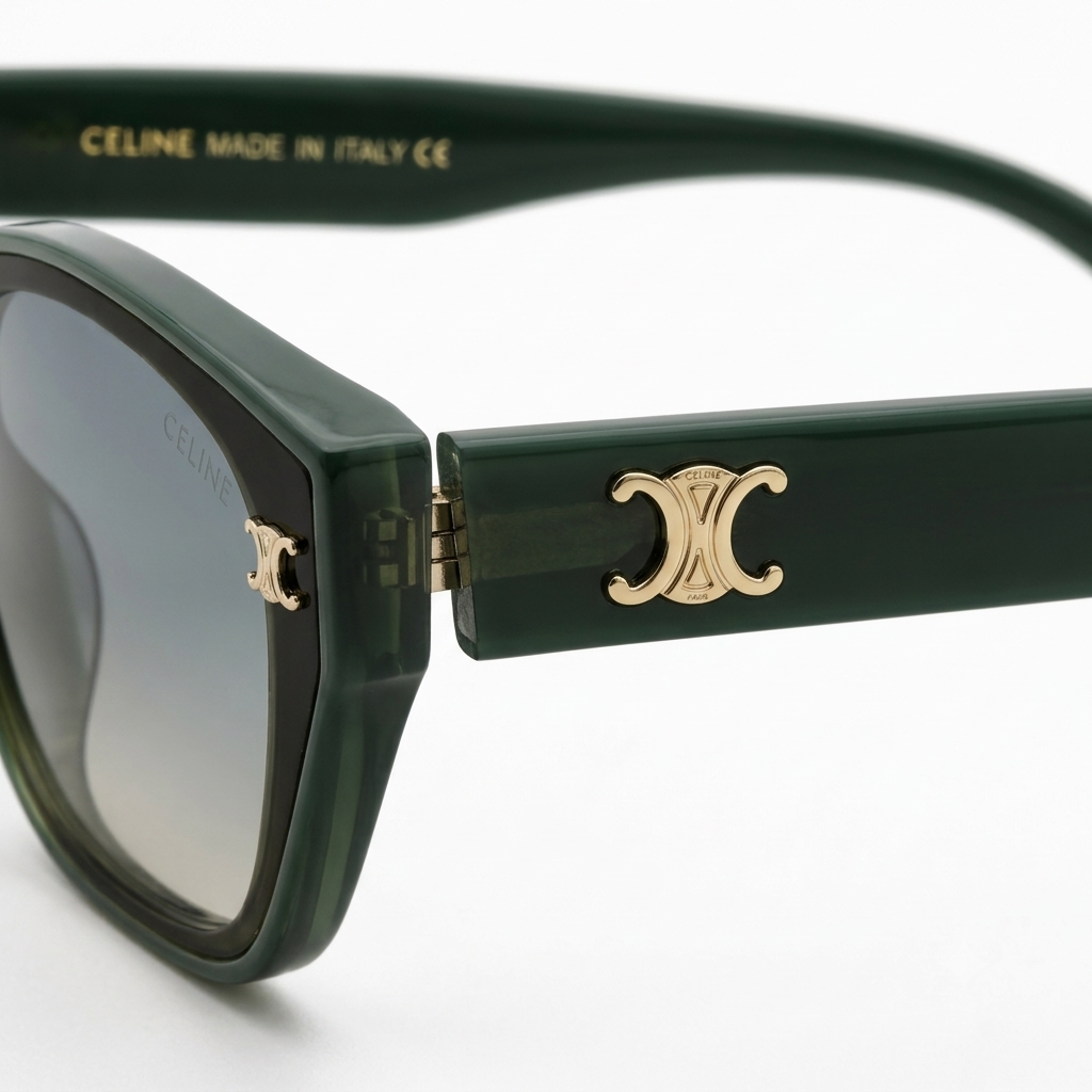 55303 Green Cat-Eye Sunglass for Women – Premium Gradient Lenses with Gold Accents