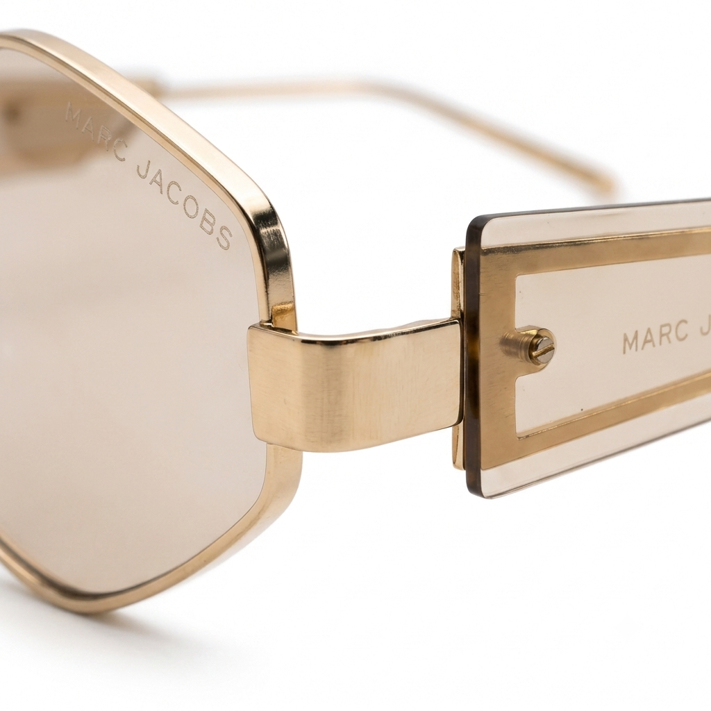 98221 Prism Gold Geometric Sunglass – Elegant Honey-Tinted Hexagon Eyewear
