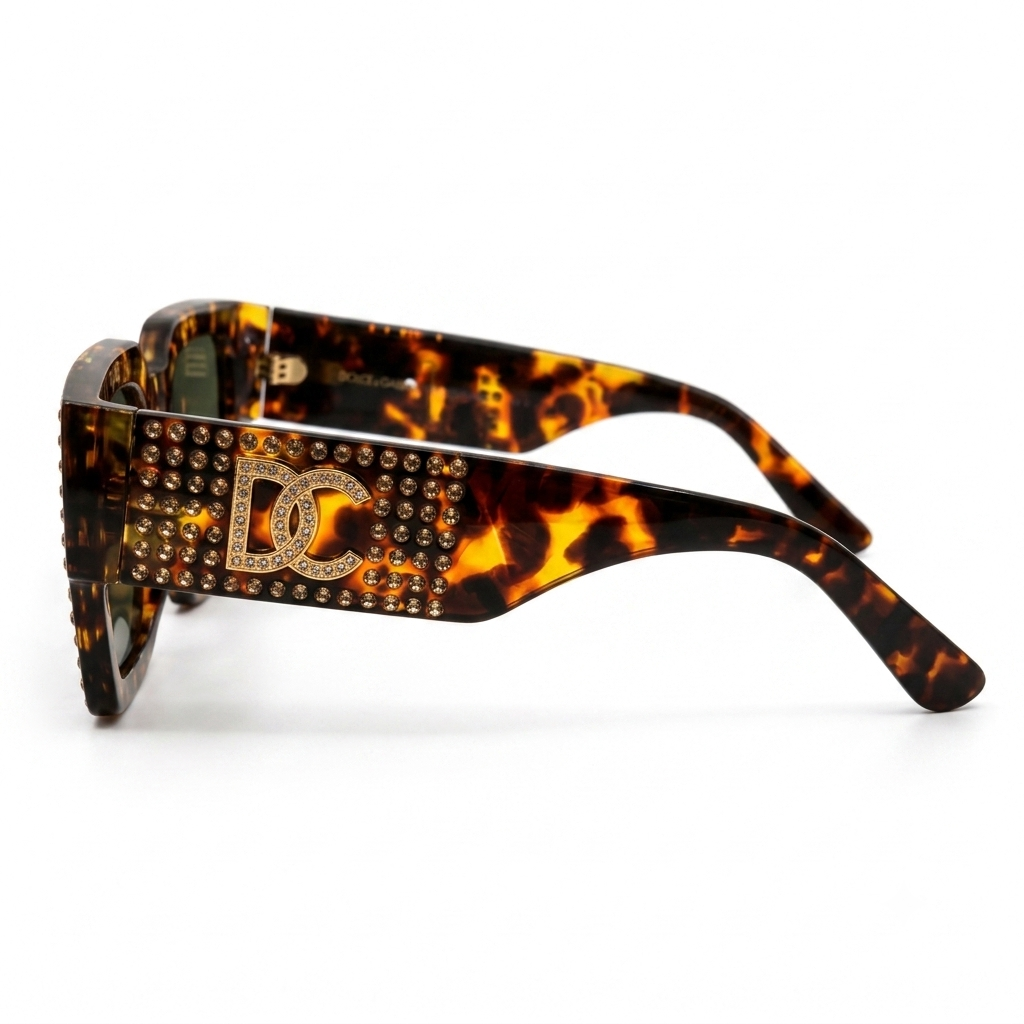 98014 Imperial Tortoise Square Sunglasses – Luxury Rhinestone Studded Statement Eyewear