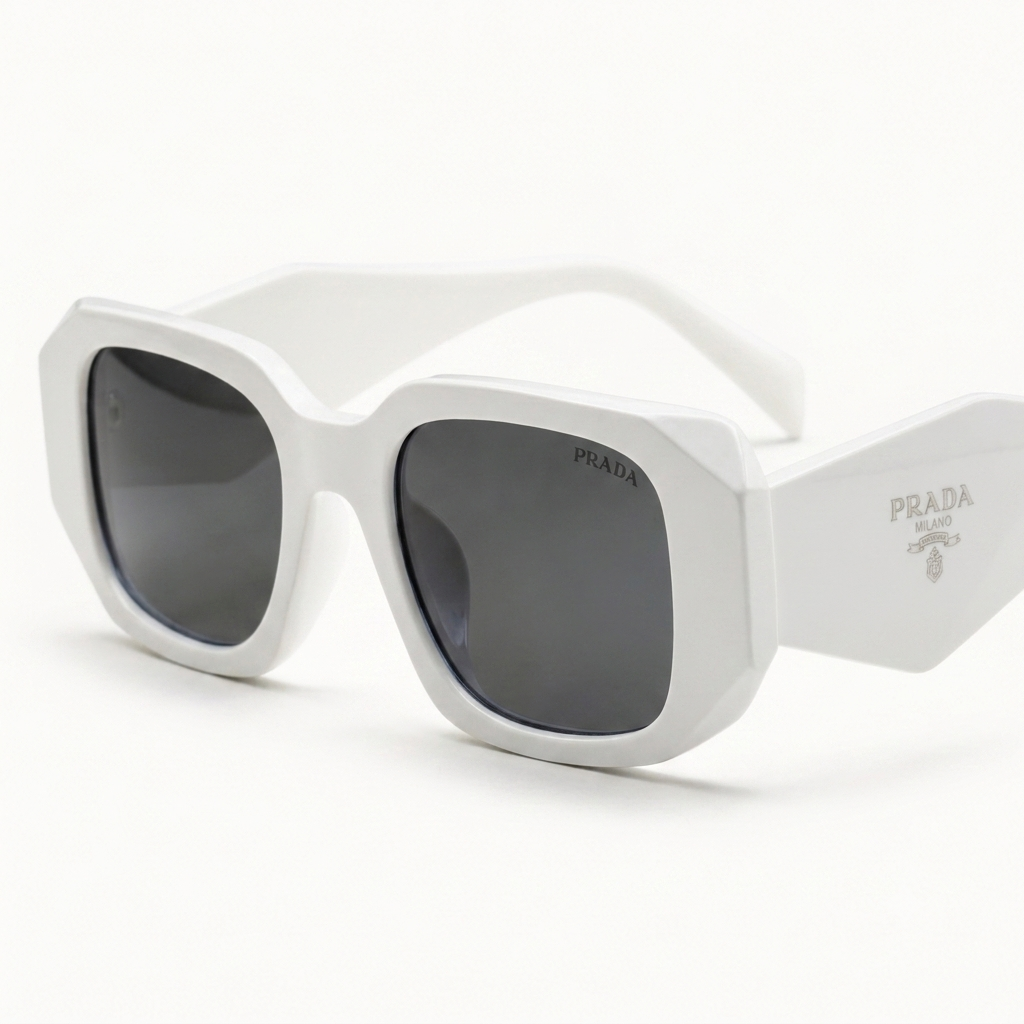 Trendy White Large Frame Square Sunglasses for Women - Chic & UV Protected
