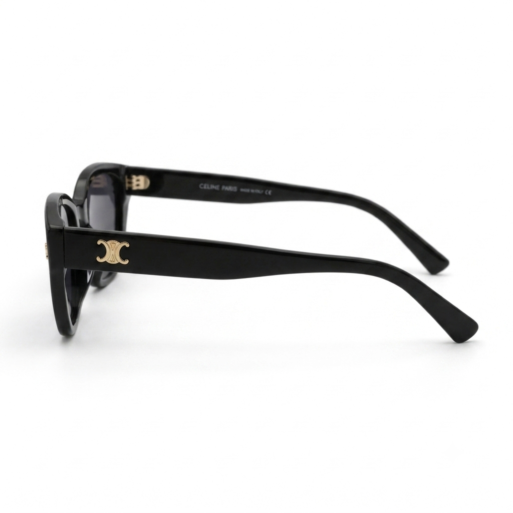 55303 Black Cat-Eye Sunglasses with Gold Accents