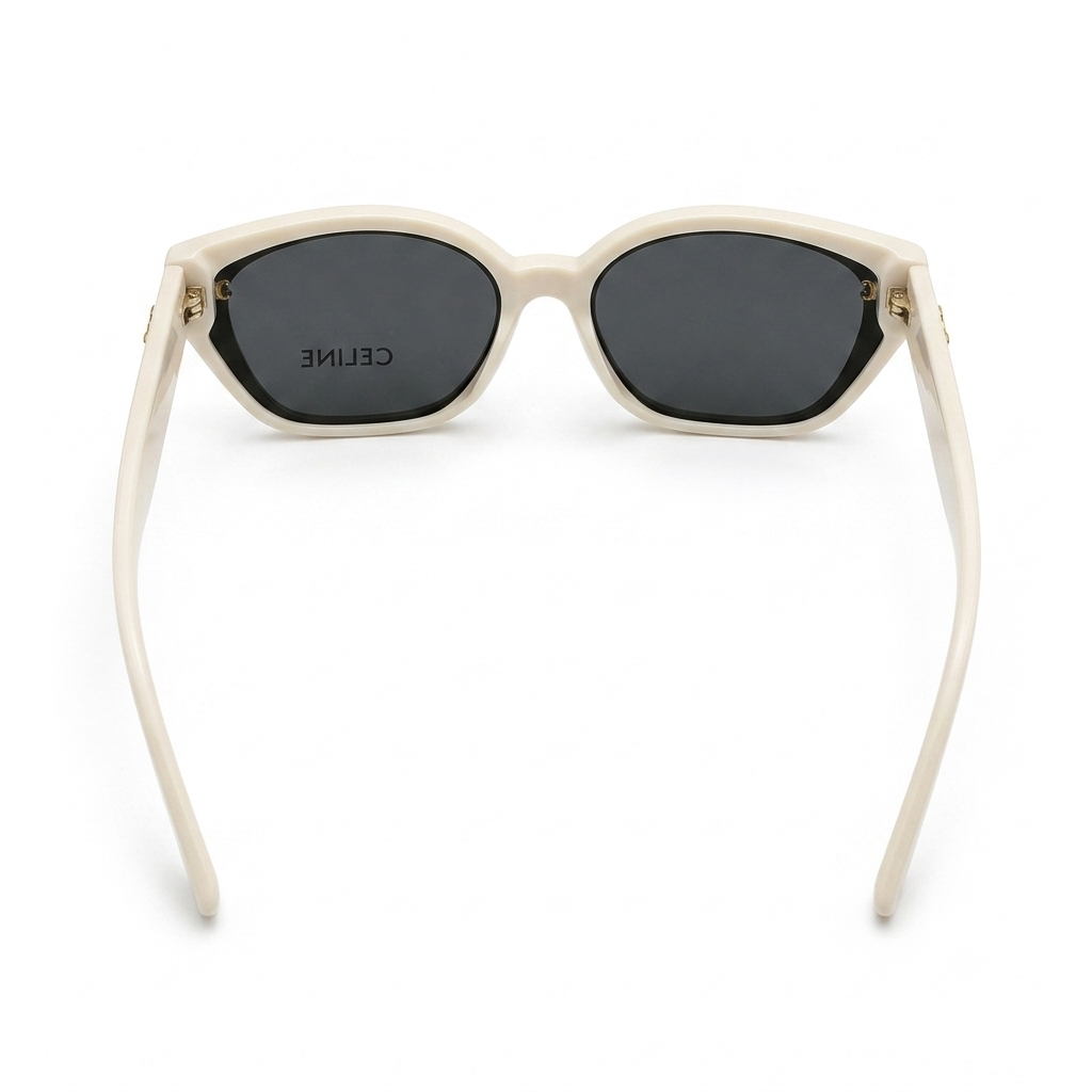 55303 Cat-Eye Sunglasses – Ivory White & Onyx Black Dual-Tone Premium Eyewear for Women