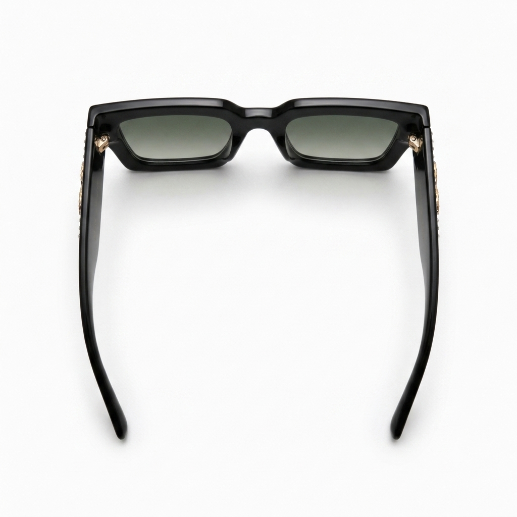 98014 Midnight Glamour Square Sunglasses – Oversized Crystal-Embellished Sparkle Eyewear for Women