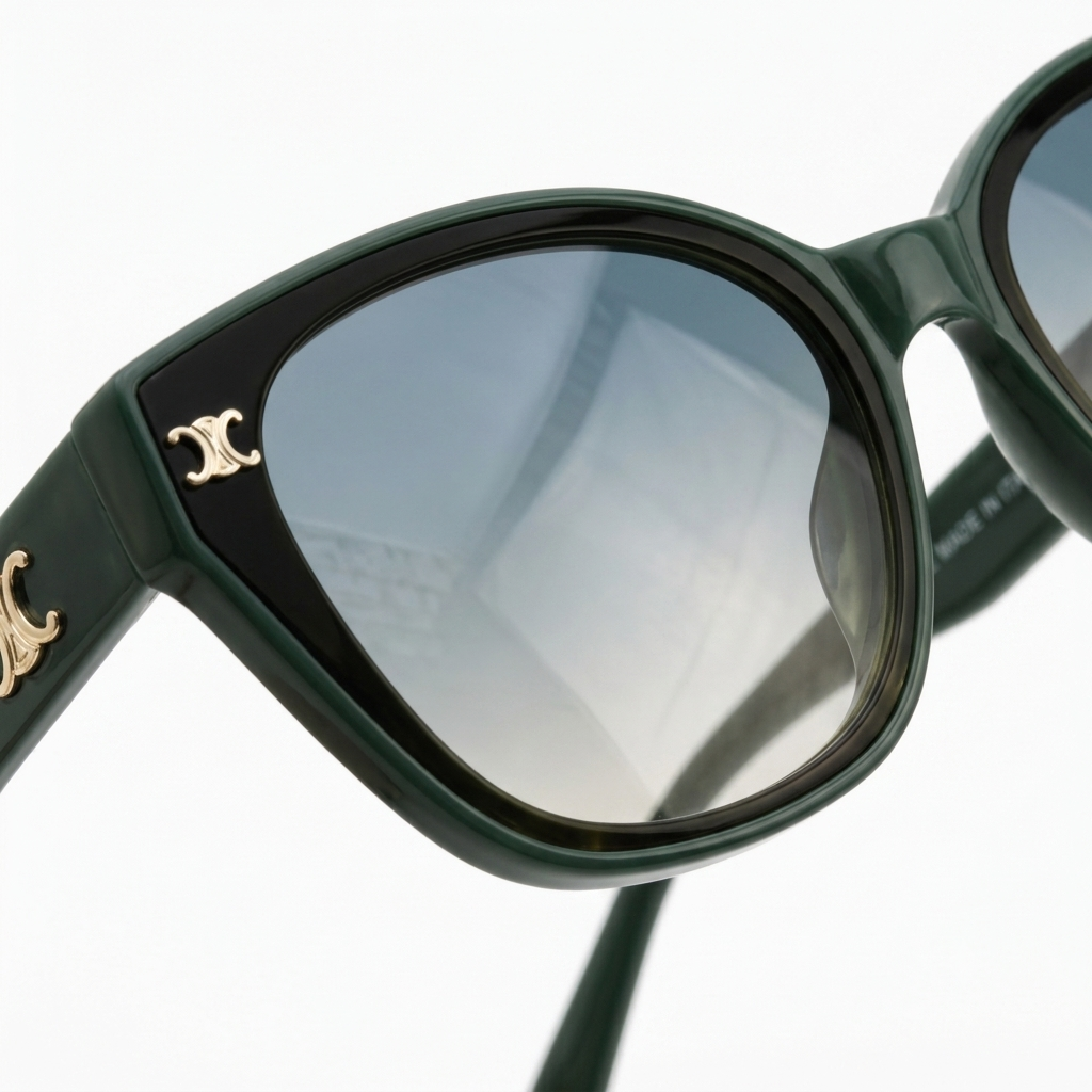 55303 Green Cat-Eye Sunglass for Women – Premium Gradient Lenses with Gold Accents