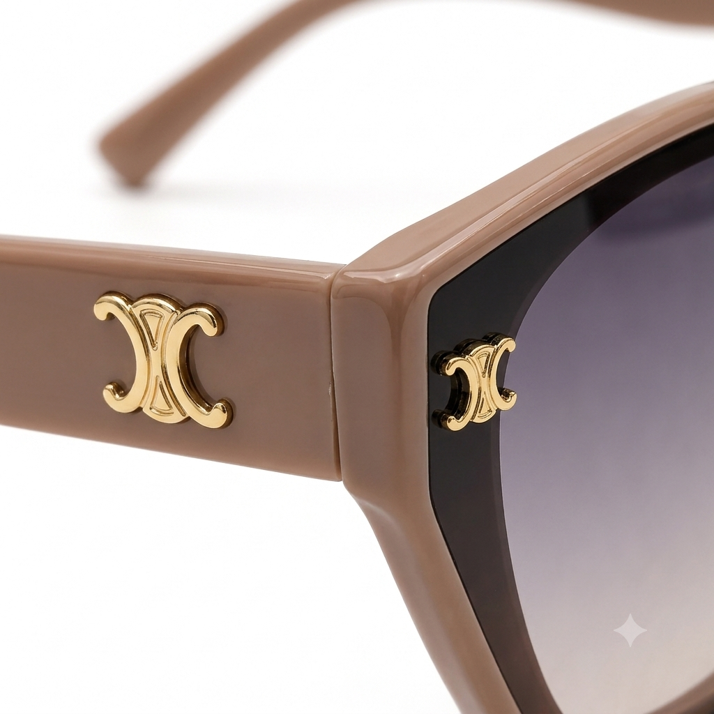 55303 Cat-Eye Sunglasses for Women – Elegant Nude Frame with Gradient Tinted Lenses, UV Protection Fashion Eyewear