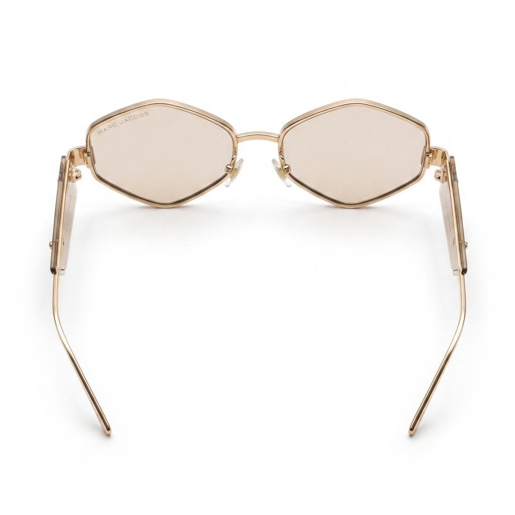 98221 Prism Gold Geometric Sunglass – Elegant Honey-Tinted Hexagon Eyewear