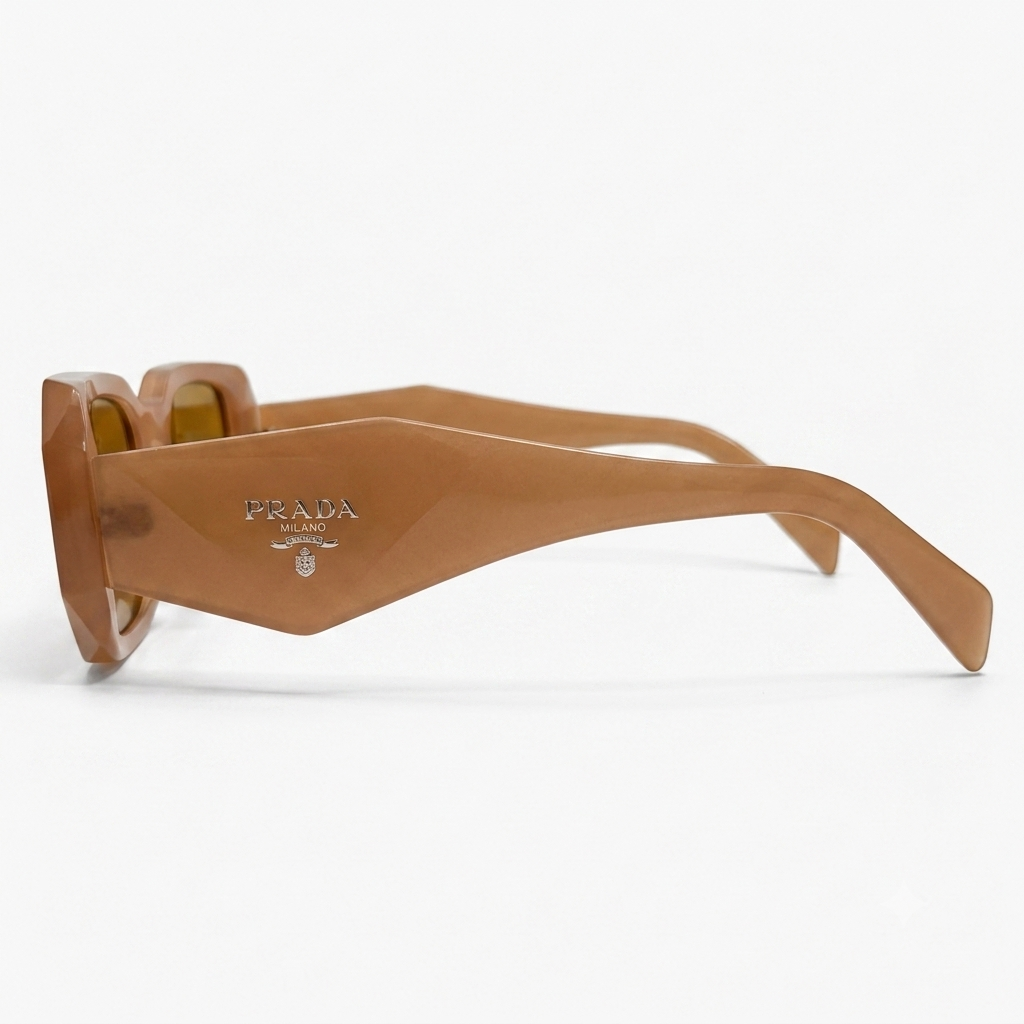 Geometric Rectangular Sunnies: Caramel & Amber Frame