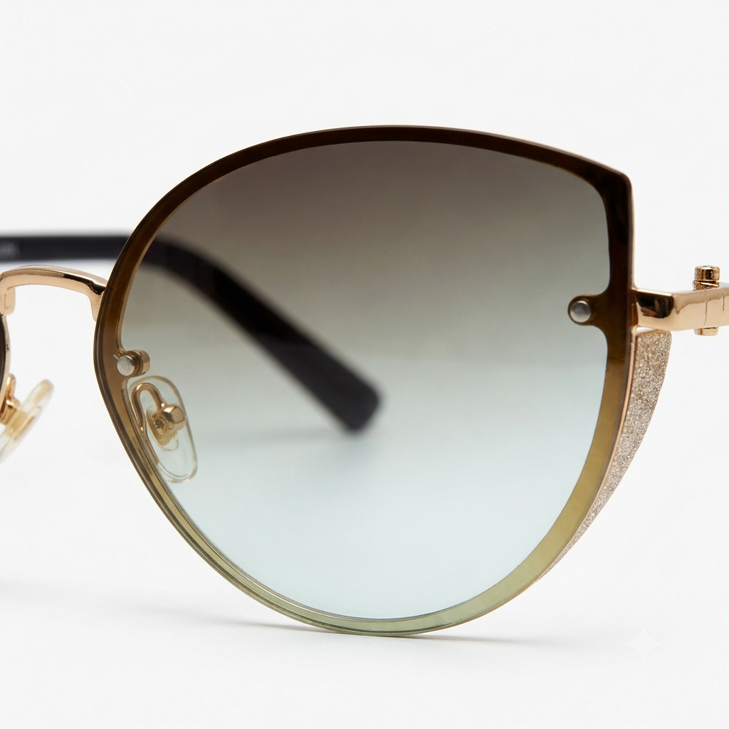 VelvetDusk Gradient Rimless Sunglasses with Glitter Textured Accents