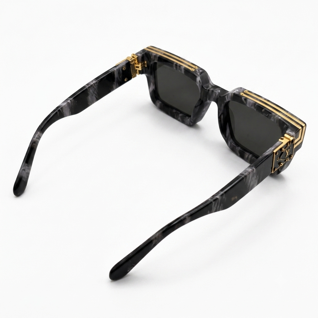 96006 Eclipse Marble Luxe – Premium Square Acetate Sunglasses with Gold-Tone Hardware Accent