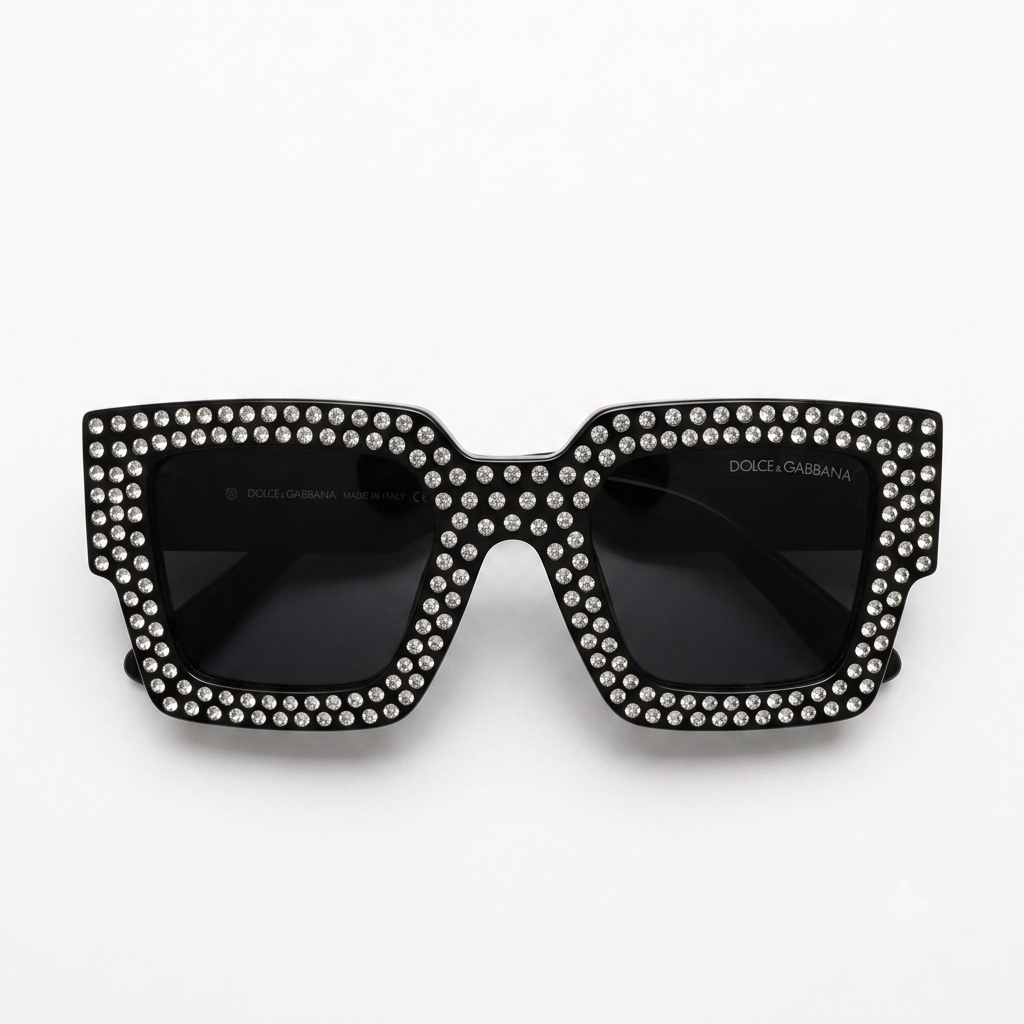98014 Glitz & Glam Oversized Square Sunglass – Crystal-Embellished Luxury Rhinestone Eyewear for Women