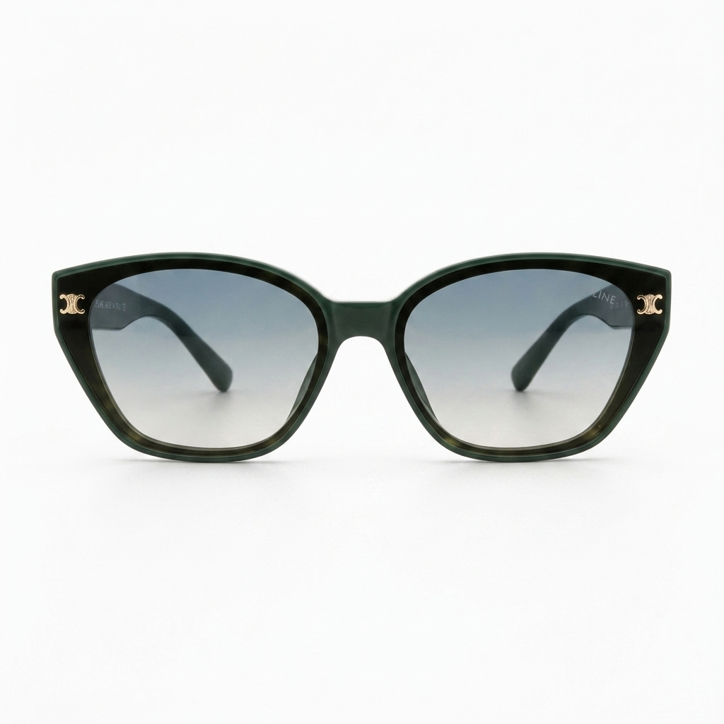 55303 Green Cat-Eye Sunglass for Women – Premium Gradient Lenses with Gold Accents