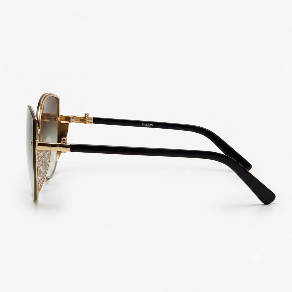 VelvetDusk Gradient Rimless Sunglasses with Glitter Textured Accents