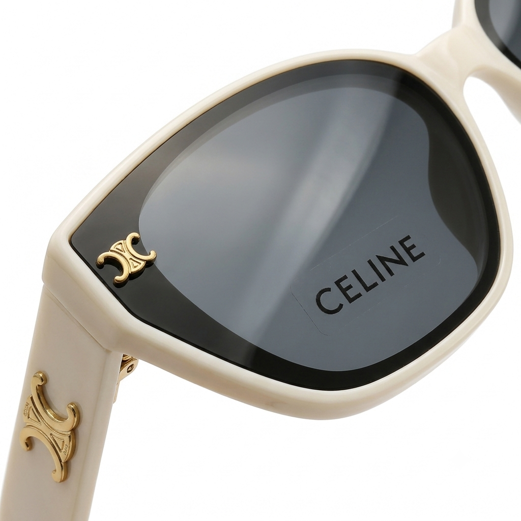 55303 Cat-Eye Sunglasses – Ivory White & Onyx Black Dual-Tone Premium Eyewear for Women