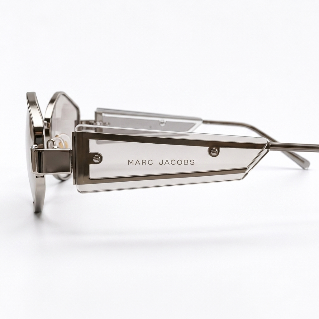 98221 Retro-Futuristic Hexagonal Metal Sunglasses – Geometric Clear Lens Eyewear for Men & Women
